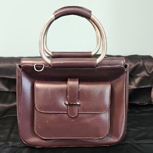 Guccui Elegant Brown Leather Handbag